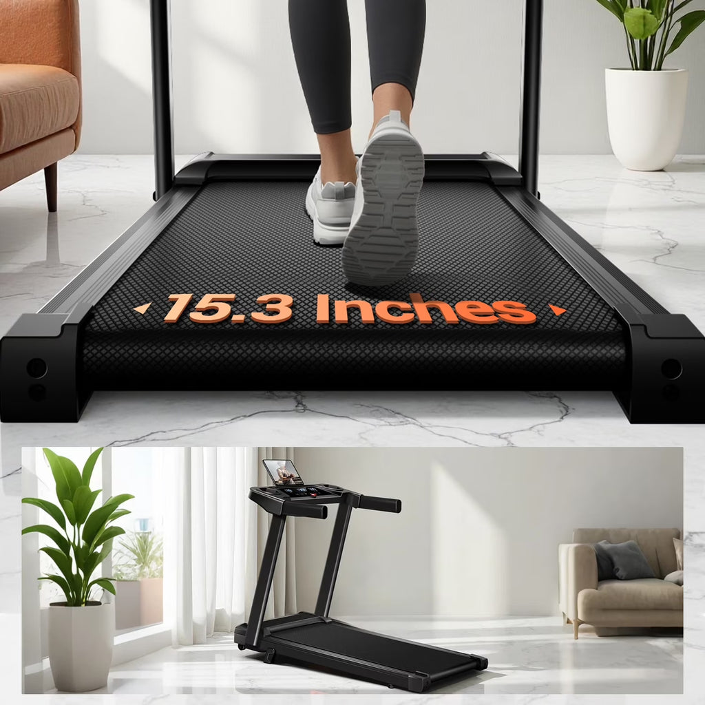 4-In-1 Treadmill with 10% Incline Workouts, Portable Treadmills for Home with Handle, Foldable Treadmills for Home and Office, 300 Lbs Weight Capacity, Three Touch Screen