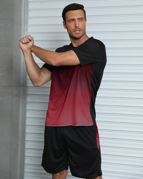 3Pack Men'S Workout Set Gym Clothes Active Shorts Shirt Set for Running Basketball Football and Daily Life,Size S-3XL