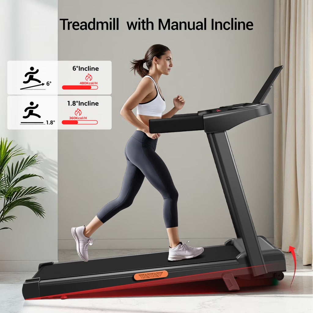 4-In-1 Treadmill with 10% Incline Workouts, Portable Treadmills for Home with Handle, Foldable Treadmills for Home and Office, 300 Lbs Weight Capacity, Three Touch Screen