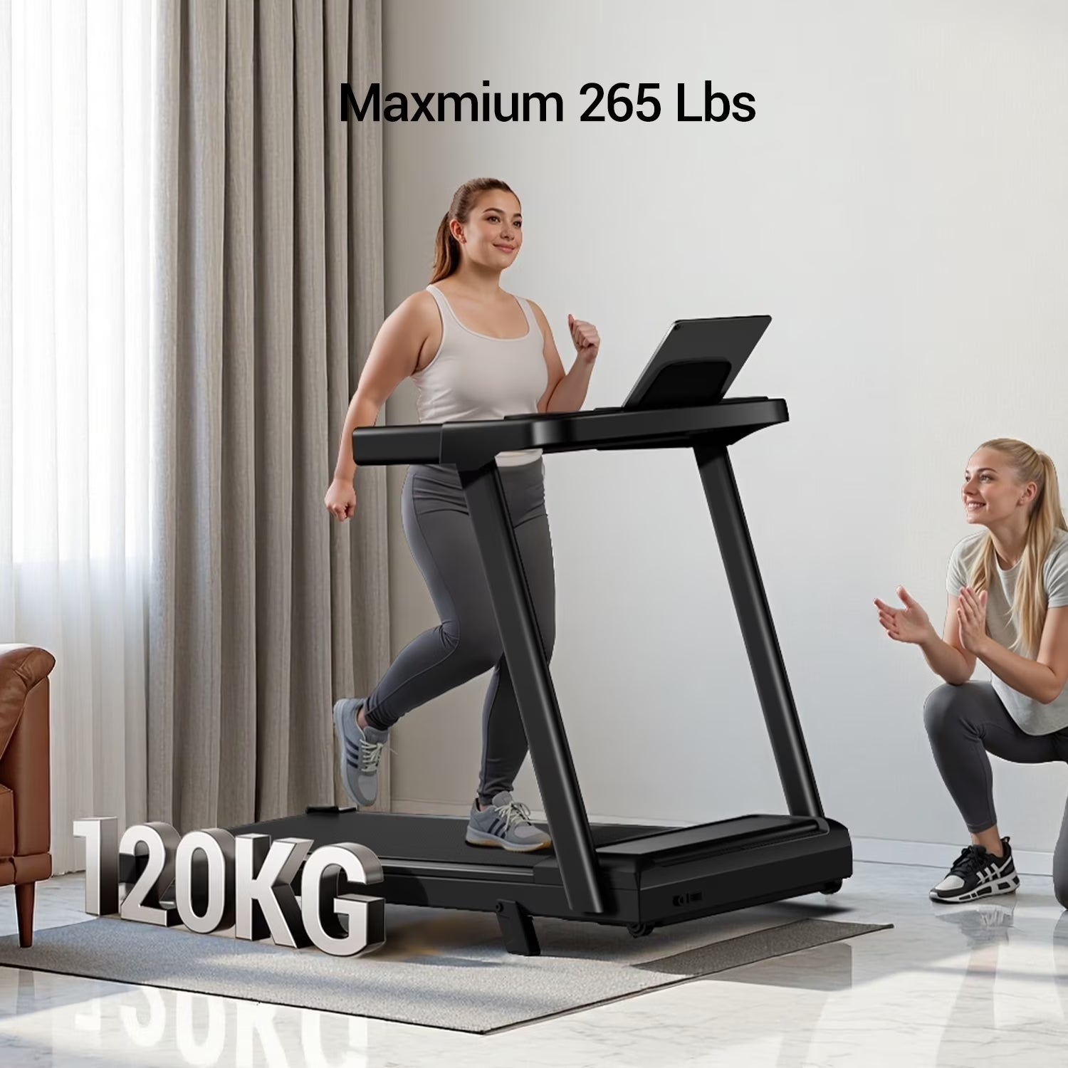 4-In-1 Treadmill with 10% Incline Workouts, Portable Treadmills for Home with Handle, Foldable Treadmills for Home and Office, 300 Lbs Weight Capacity, Three Touch Screen